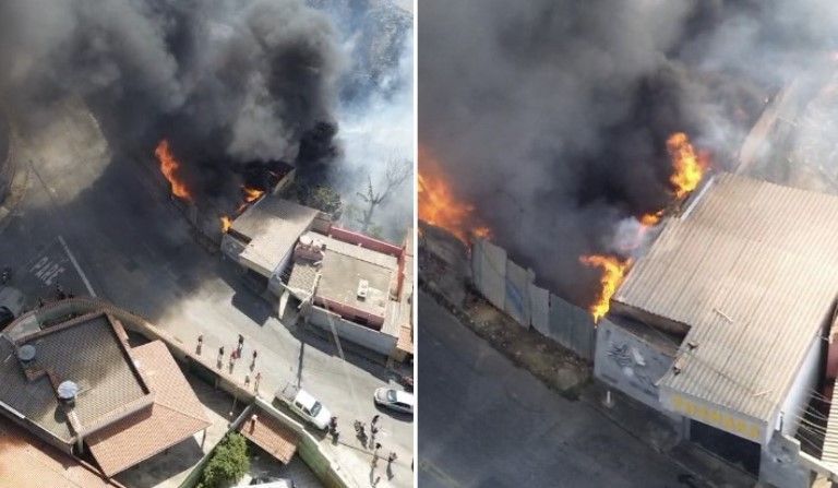 Incêndio começa em mata, se alastra e atinge casa em Ribeirão das Neves, na Grande BH