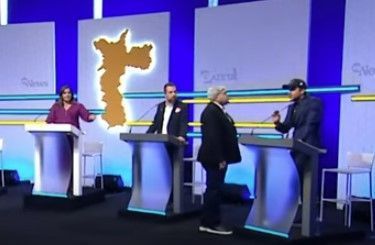 Datena quebra regra ao deixar púlpito e ameaça Pablo Marçal durante debate em SP