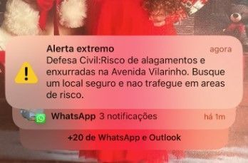 Defesa Civil de BH emite primeiro alerta sonoro pelo celular por risco de alagamento na Av. Vilarinho