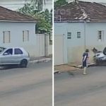 Vídeo: carro capota e quase atinge mulher que passeava com cachorro em Luz (MG)