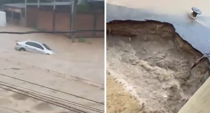 Vídeo: carros são arrastados e alagamento impressiona em Ibirité, na Grande BH