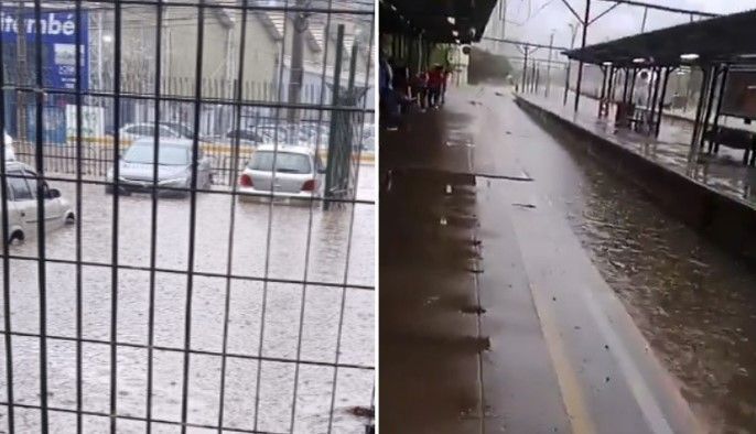 Temporal alaga estação de trem e deixa cidades da Grande SP debaixo d'água