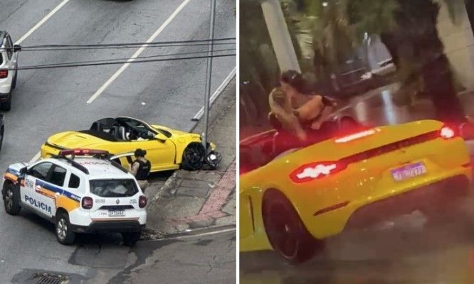 Vídeo mostra momento antes de Porsche bater e deixar passageira em estado grave em BH