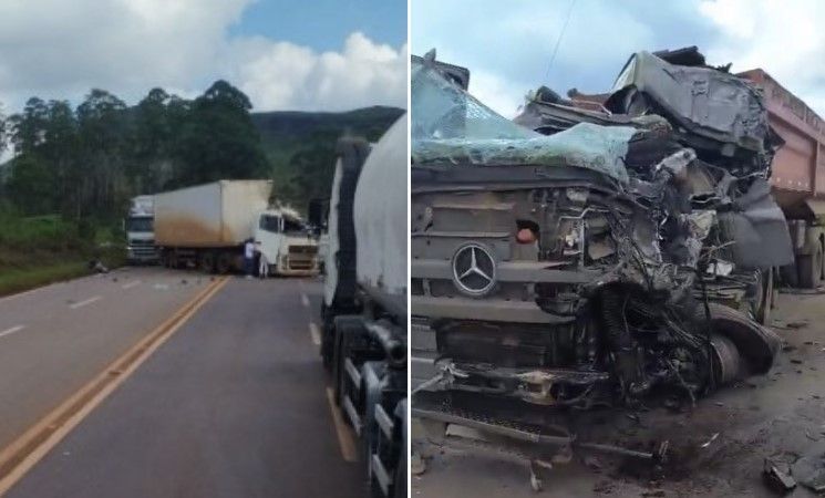 Vídeo: grave acidente entre carretas fecha completamente a BR 040, em Nova Lima (MG)