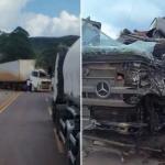 Vídeo: grave acidente entre carretas fecha completamente a BR 040, em Nova Lima (MG)