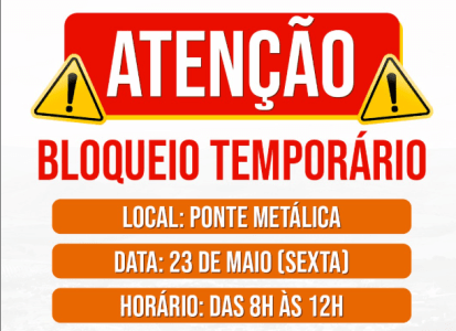 Interdição vai acontecer no período da manhã e segue até às 12h.
