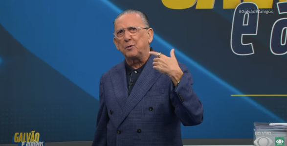 Galvão Bueno durante programa Galvão e Amigos, da TV Bandeirantes