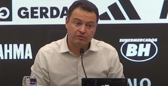Rafael Menin durante entrevista coletiva na Arena MRV