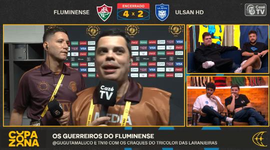 O influenciador "Gugu Tá Maluco" em transmissão da CazéTV