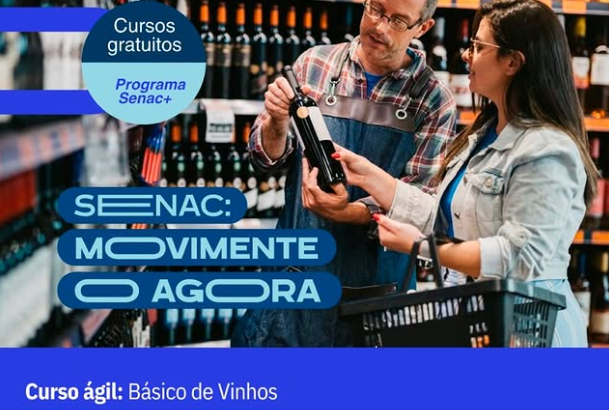 Senac Três Corações oferece curso gratuito sobre o mundo dos vinhos