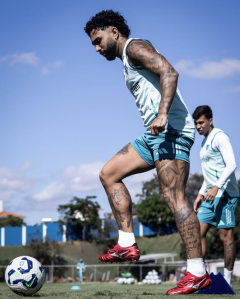 Elenco do Cruzeiro durante treino na Toca da Raposa II