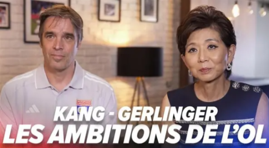 Michael Gerlinger, à esquerda, e Michele Kang, à direita, foram apontados por John Textor como CEO e presidente do Lyon, respectivamente