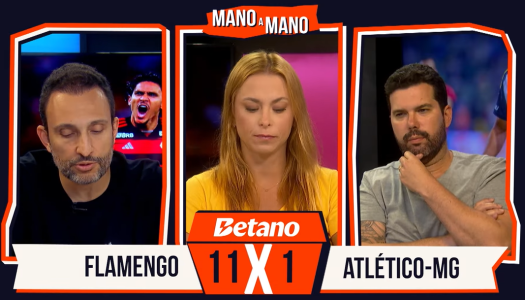 Vitor Sérgio Rodrigues, Taynah Espinoza e Bruno Formiga em programa da TNT Sports Brasil