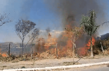 Bombeiros combatem incêndio no Parque Estadual Serra Verde em Belo Horizonte