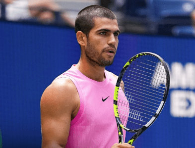 Alcaraz durante disputa do US Open