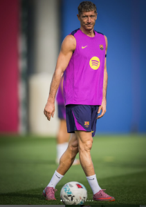 Lewandowski em treino do Barcelona