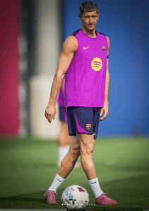Lewandowski em treino do Barcelona