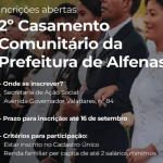 Abertas as inscrições para um Casamento Comunitário em Alfenas