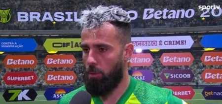 Jandrei concedeu entrevista na saída de campo da Arena MRV, em Belo Horizonte, após o empate do Juventude com o Atlético