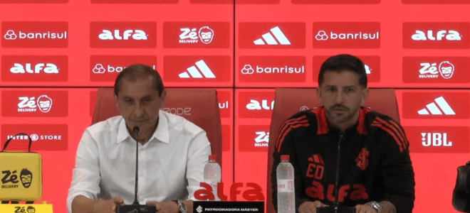 Ramón e Emiliano Díaz em entrevista coletiva pós-jogo do Inter contra o Corinthians