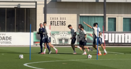 Seleção Portuguesa durante treino