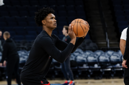 Amen Thompson, em treino dos Rockets