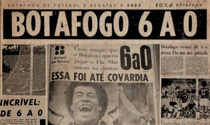 Botafogo parabeniza 130 anos do Flamengo com provocação nas redes sociais