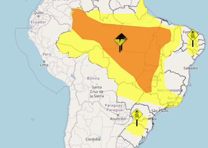 Dez estados estão em alerta laranja para chuvas