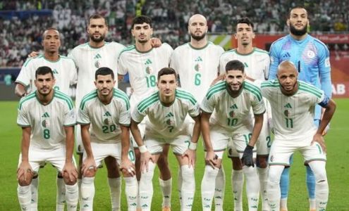 Jogadores da Argélia antes de partida