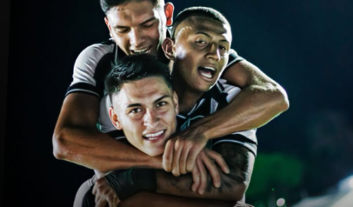 Time do Botafogo celebra gol diante do Estrela de Março