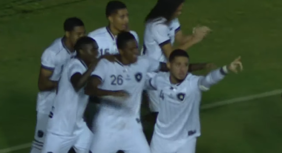 Time do Botafogo celebra gol contra o São José-SP