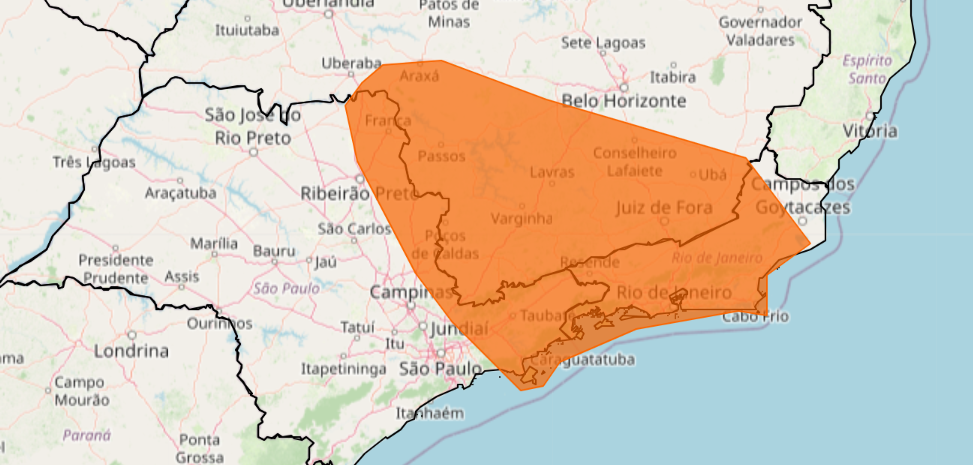 Sul de Minas segue sob alerta de chuvas intensas nesta segunda-feira