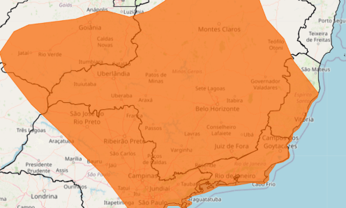 Alerta do INMET passa por cidades do Sul de Minas.