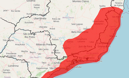 De acordo com o Inmet, o alerta passa principalmente pelas cidades de Varginha e Lavras.