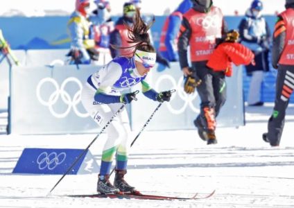 Duda Ribera, durante a prova de cross-country Sprint por equipes nos Jogos Olímpicos de Inverno Pequim 2022