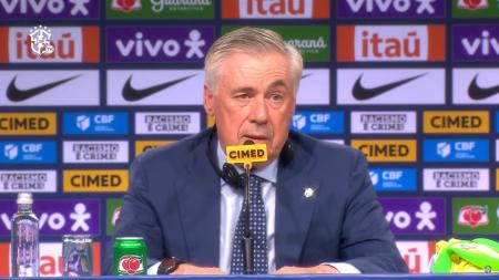 Carlo Ancelotti durante apresentação como técnico da Seleção Brasileira