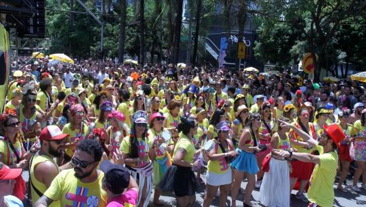 Foto mostra foliões no Carnaval em São Paulo