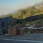 Carreta carregada com mangas tomba na Fernão Dias
