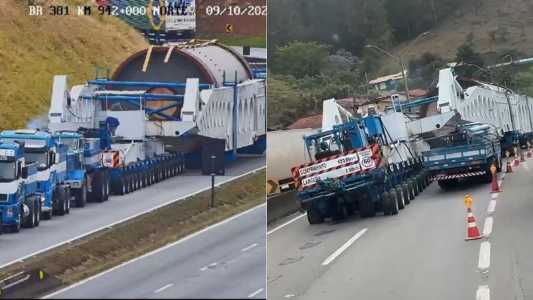 Carreta com carga de 850 toneladas está no mesmo trecho da Fernão Dias há mais de dois dias