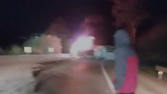 Carreta pegou fogo na Fernão Dias