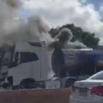 Vídeo: carreta-tanque bate em outra e pega fogo no Anel Rodoviário de BH
