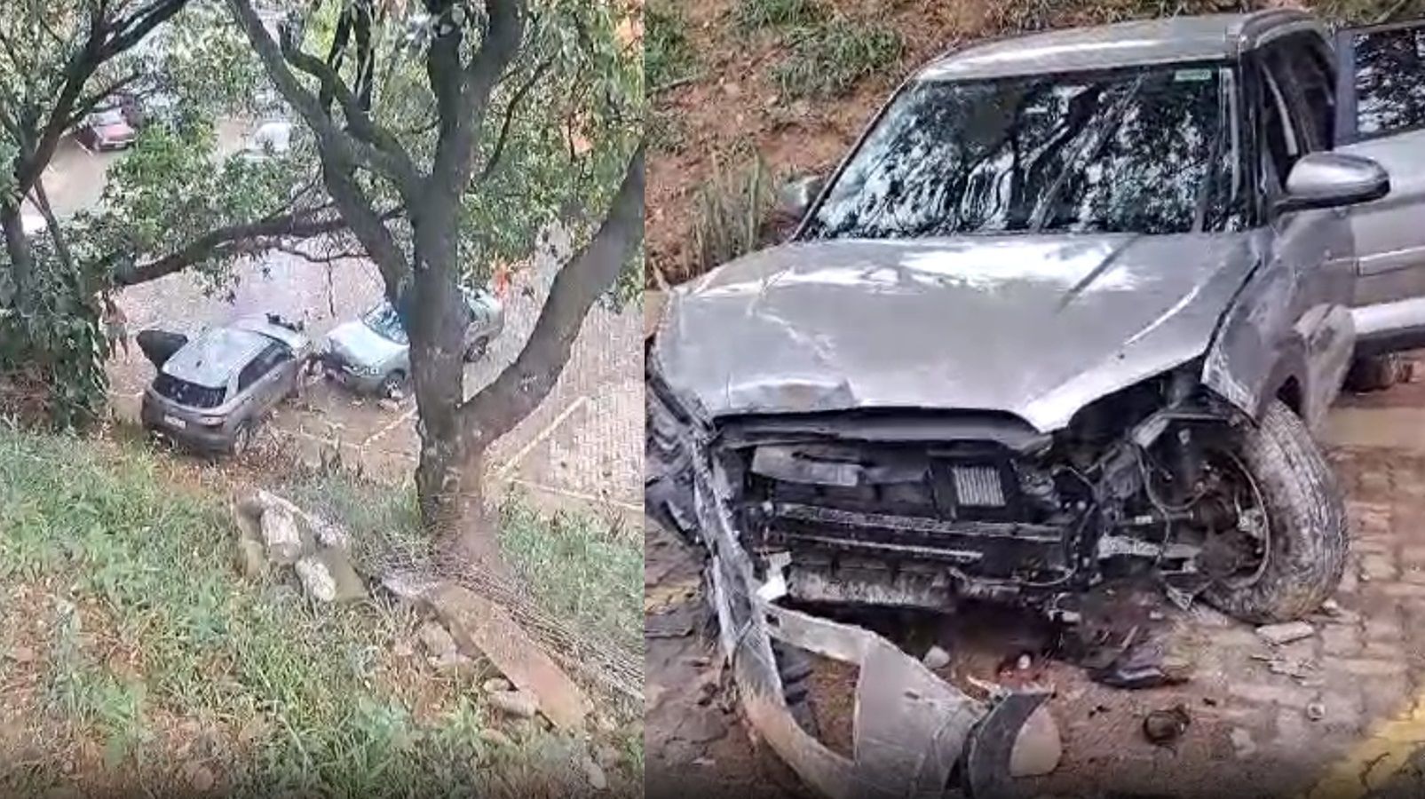 Vídeo: carro perde controle, cai em garagem de prédio em BH e atinge veículo