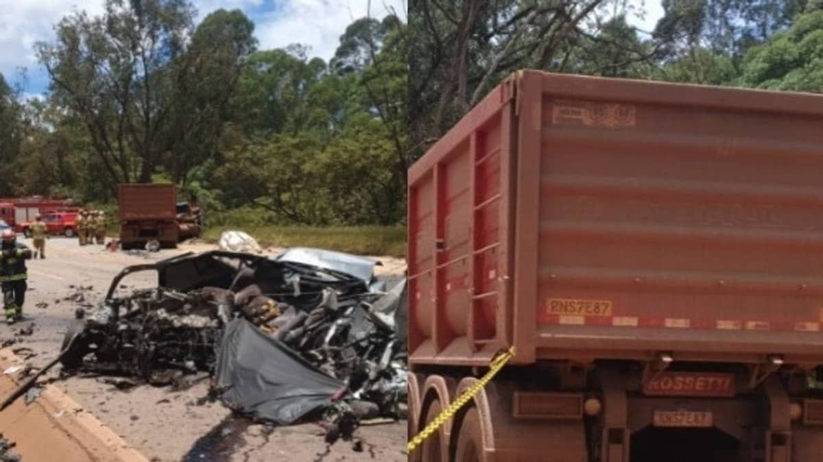 Batida entre carro e carreta deixa um morto e fecha BR-040, na Grande BH 