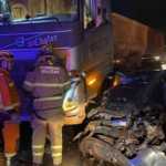 Batida entre carreta e carro deixa um ferido na BR-381, no trevo de Caeté