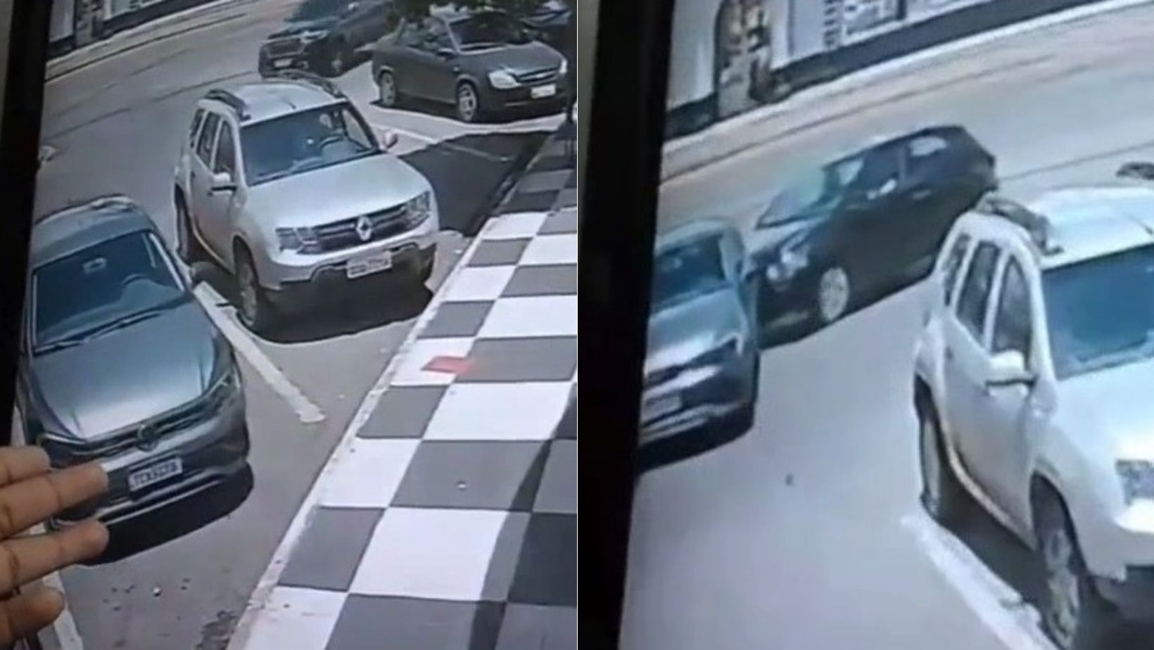 Vídeo: carro sem motorista atravessa avenida e estaciona em batalhão da polícia em MT