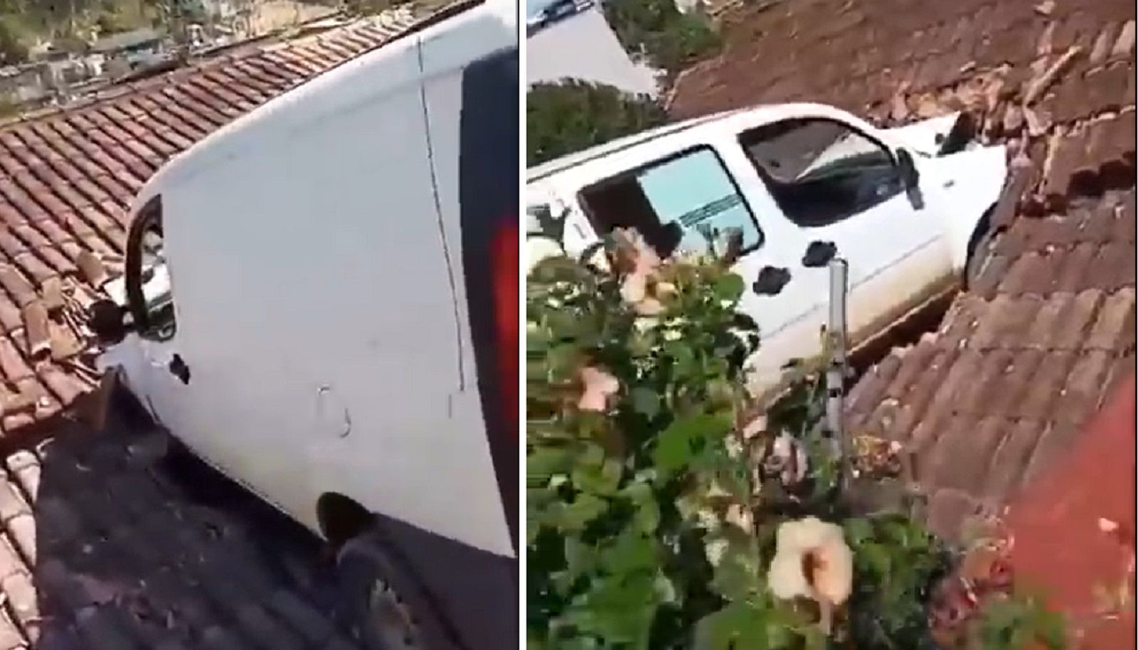Vídeo: sem motorista, carro de prefeitura desce rua e vai parar em telhado de casa