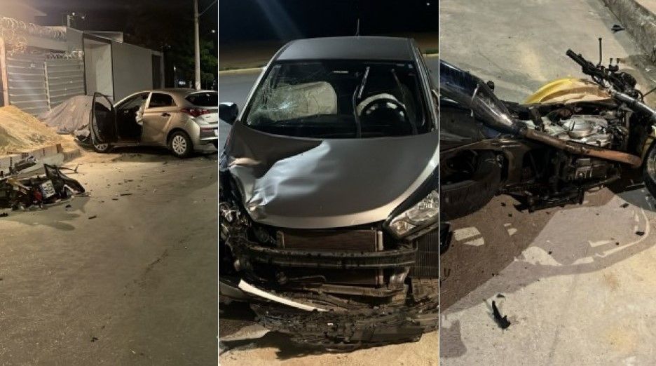 Vídeo: moto bate de frente em carro e explode em Sete Lagoas, Região Central de MG