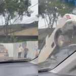 Vídeo: caminhonete fica em cima de carro após engavetamento na Pampulha, em BH