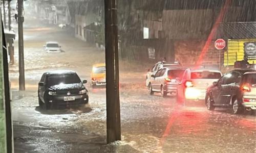 Carros foram cobertos pela água em Juiz de Fora