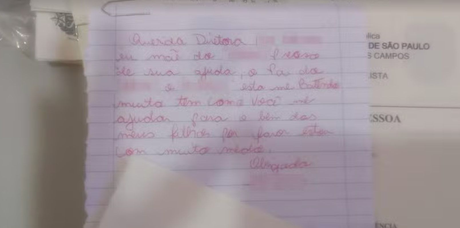 Mãe é resgatada de cárcere depois de carta à escola do filho chegar à polícia